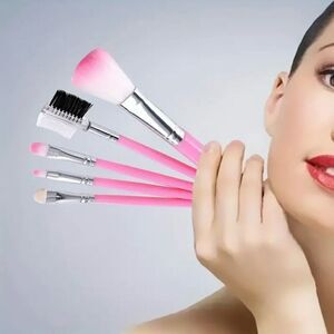 NWT 5 Pcs Pink Pro Makeup Brush Set  Eyeshadow, Eyebrow, Blush Brushes
